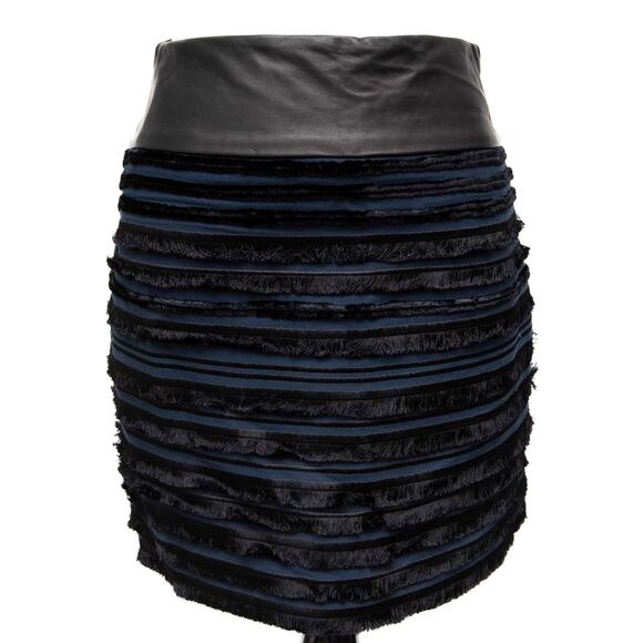 rag & bone Blue Lambskin Leather Fringe Mini Skirt Size 2 - Picture 1 of 10